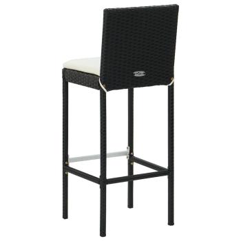 3-tlg. Gartenbar-Set mit Kissen Schwarz