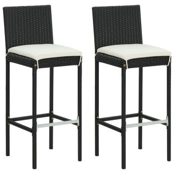 3-tlg. Gartenbar-Set mit Kissen Schwarz