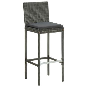 3-tlg. Gartenbar-Set mit Kissen Grau