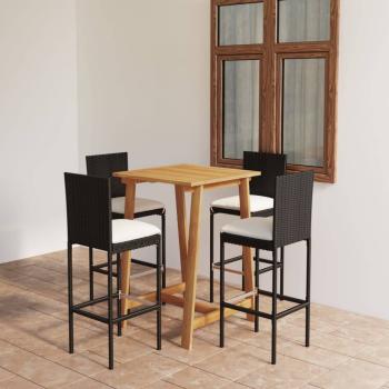 ARDEBO.de - 5-tlg. Gartenbar-Set mit Kissen Schwarz