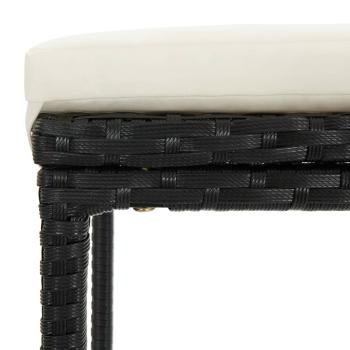 3-tlg. Gartenbar-Set mit Kissen Schwarz
