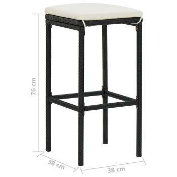 3-tlg. Gartenbar-Set mit Kissen Schwarz