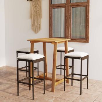 ARDEBO.de - 5-tlg. Gartenbar-Set mit Kissen Braun