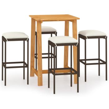 5-tlg. Gartenbar-Set mit Kissen Braun