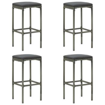 5-tlg. Gartenbar-Set mit Kissen Grau