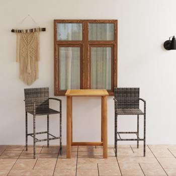 ARDEBO.de - 3-tlg. Gartenbar-Set Grau
