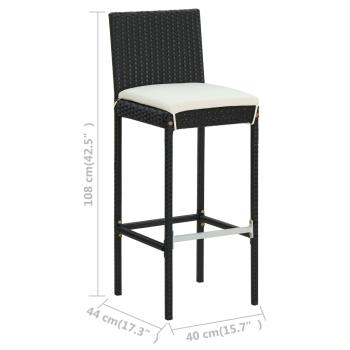 9-tlg. Gartenbar-Set mit Kissen Schwarz