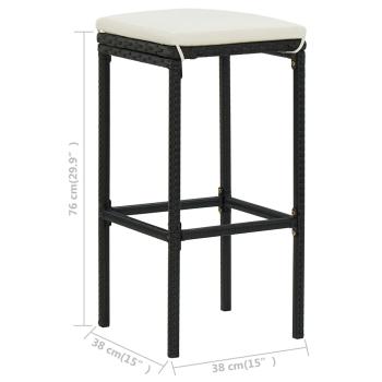 9-tlg. Gartenbar-Set mit Kissen Schwarz