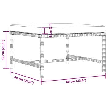 4-tlg. Garten-Sofagarnitur mit Auflagen Schwarz Poly Rattan