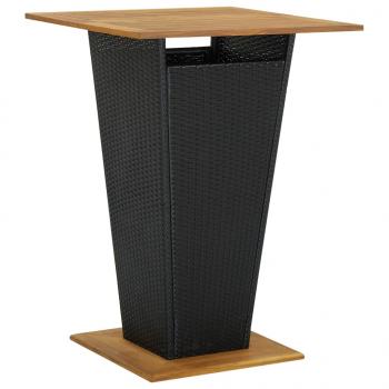 ARDEBO.de - Bartisch Schwarz 80x80x110 cm Poly Rattan und Massivholz Akazie