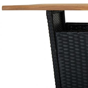 Bartisch Schwarz 80x80x110 cm Poly Rattan und Massivholz Akazie
