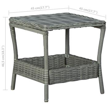 3-tlg. Garten-Lounge-Set mit Auflagen Poly Rattan Hellgrau