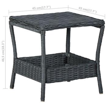 3-tlg. Garten-Lounge-Set mit Auflagen Poly Rattan Dunkelgrau