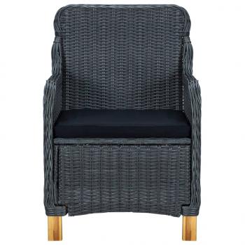 3-tlg. Garten-Lounge-Set mit Auflagen Poly Rattan Dunkelgrau