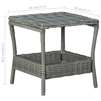 3-tlg. Garten-Lounge-Set mit Auflagen Poly Rattan Hellgrau