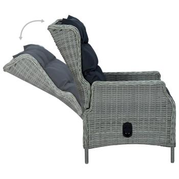 3-tlg. Garten-Lounge-Set mit Auflagen Poly Rattan Hellgrau