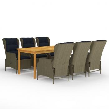 ARDEBO.de - 7-tlg. Garten-Essgruppe Braun