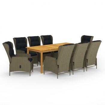 ARDEBO.de - 9-tlg. Garten-Essgruppe Braun