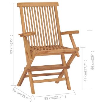 Gartenstühle mit Cremeweißen Kissen 4 Stk. Massivholz Teak
