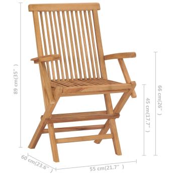 Gartenstühle mit Hellblauen Kissen 4 Stk. Massivholz Teak