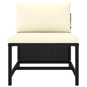 3-tlg. Garten-Lounge-Set mit Kissen Poly Rattan Schwarz