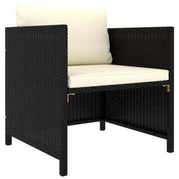 7-tlg. Garten-Lounge-Set mit Kissen Poly Rattan Schwarz