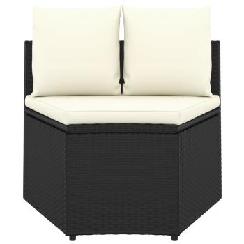 9-tlg. Garten-Sofagarnitur mit Auflagen Poly Rattan Schwarz