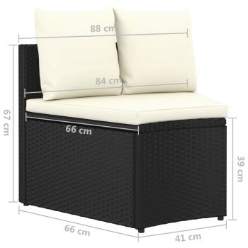 9-tlg. Garten-Sofagarnitur mit Auflagen Poly Rattan Schwarz