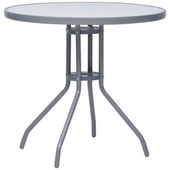 ARDEBO.de - Gartentisch Hellgrau 80 cm Stahl und Glas