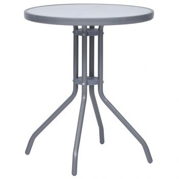 ARDEBO.de - Gartentisch Hellgrau 60 cm Stahl und Glas