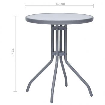 Gartentisch Hellgrau 60 cm Stahl und Glas