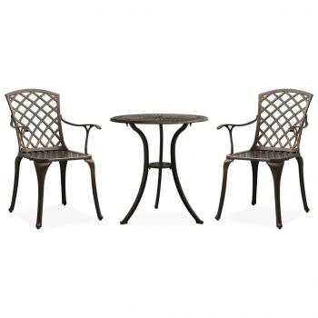 ARDEBO.de - 3-tlg. Bistro-Set Aluminiumguss Bronzen