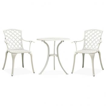 ARDEBO.de - 3-tlg. Bistro-Set Aluminiumguss Weiß