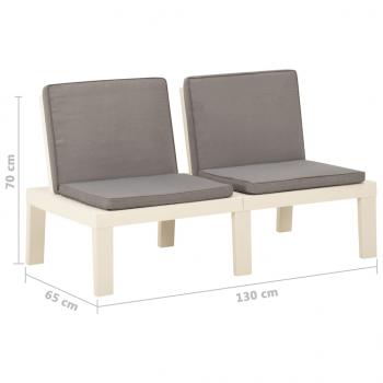 4-tlg. Garten-Lounge-Set mit Auflagen Kunststoff Weiß