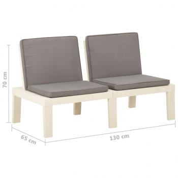 6-tlg. Garten-Lounge-Set mit Auflagen Kunststoff Weiß