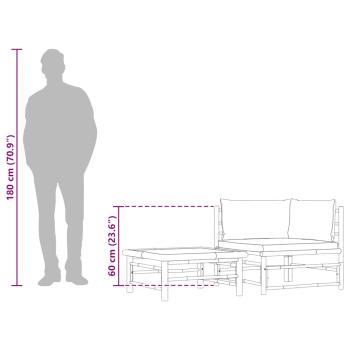 2-tlg. Garten-Lounge-Set mit Dunkelgrauen Kissen Bambus