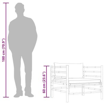 Gartensofa mit Dunkelgrauen Kissen Bambus 