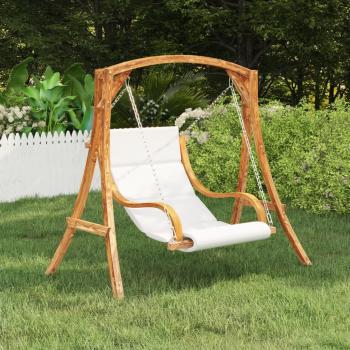 ARDEBO.de - Hängeliege mit Kissen Creme Bugholz mit Teak-Finish