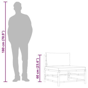 Garten-Mittelsofa mit Dunkelgrauen Kissen Bambus 