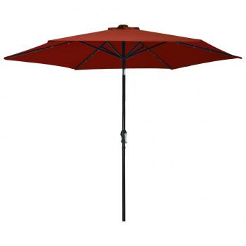 Sonnenschirm mit LED-Leuchten Stahlmast 300 cm Terrakotta-Rot