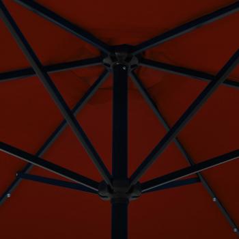Sonnenschirm mit LED-Leuchten Stahlmast 300 cm Terrakotta-Rot