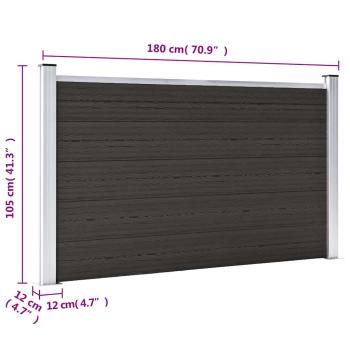 Zaunelement WPC 180x105 cm Schwarz