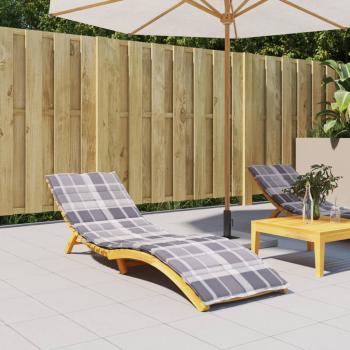 ARDEBO.de - Sonnenliegen-Auflage Grau Karomuster 200x60x3 cm Oxford-Gewebe
