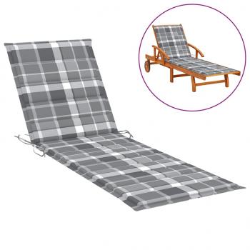 Sonnenliegen-Auflage Grau Karomuster 200x60x3 cm Oxford-Gewebe