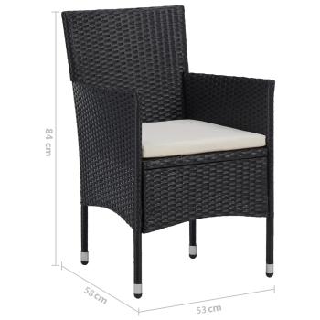 5-tlg. Garten-Essgruppe Schwarz Poly Rattan und Glas