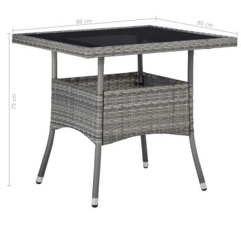 5-tlg. Garten-Essgruppe Grau Poly Rattan und Glas