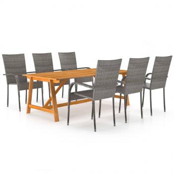 ARDEBO.de - 7-tlg. Garten-Essgruppe Grau