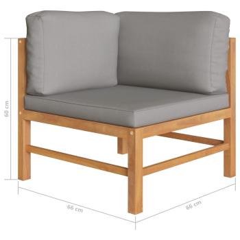 Ecksofa mit Dunkelgrauen Kissen Teak Massivholz