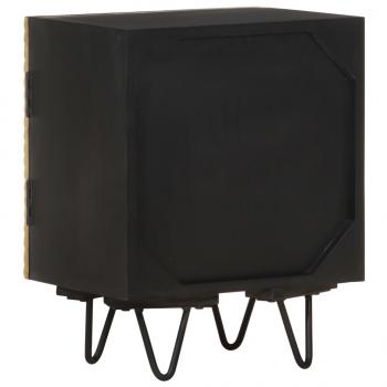 Nachttisch mit Messing-Front 40x30x50 cm Massivholz Mango