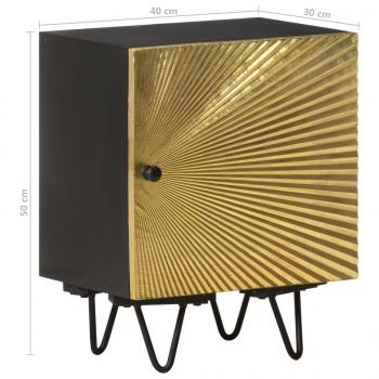 Nachttisch mit Messing-Front 40x30x50 cm Massivholz Mango